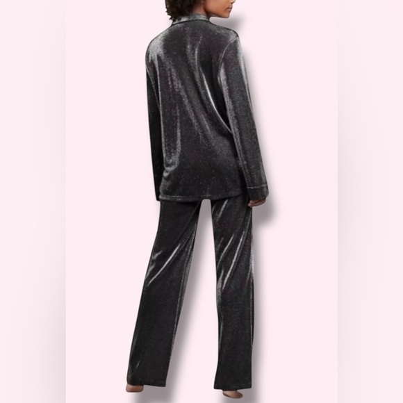 Victoria's Secret Pajama Luxury Set Shimmer Knit Sleepwear 2pc Black - Picture 12 of 12